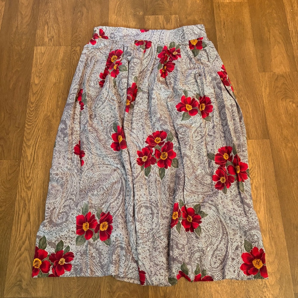 Vintage 1980's 1990's Kathie Lee Union USA Made Floral Cotton Maxi Skirt
